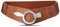 JasGood Damen Breiter Elastischer Taillengürtel, Mode Vintage Hüftgürtel mit Silberner Ring-Schließe, Braun, S