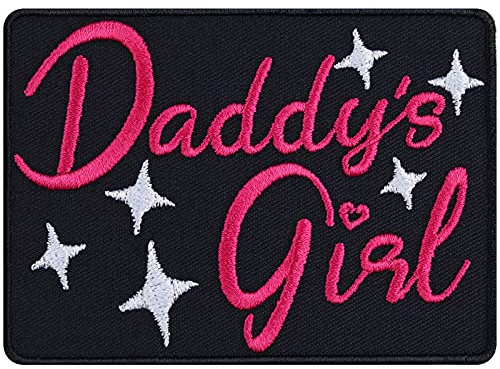 DADDY'S GIRL Aufnäher Papa und Tochter | Girl Patch Mädchen Flicken für Jeans | Lady Biker Aufbügler/Applikation/Bügelbild für alle Stoffe | 90x65mm