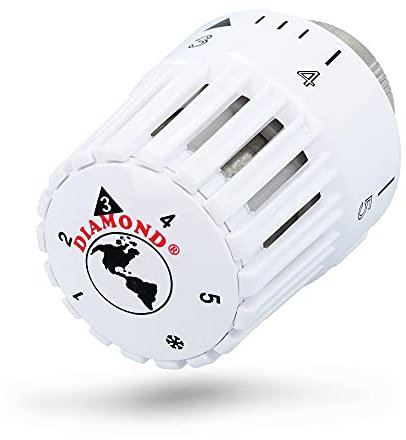 DIAMOND® Heizkörper Thermostatkopf 400 M30 x 1,5 Weiß Thermostat Heizung 6,5-28 °C | Thermostatventile Heizkörperthermostat Heizkörper Ventil Adapter Heizungsventil Heizungsthermostat Ventilaufsatz