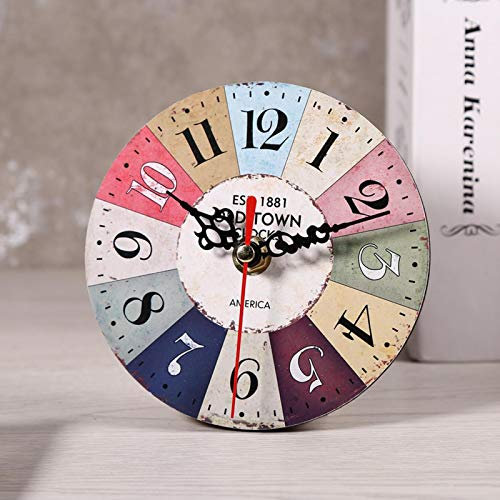 Holzuhr, Vintage Runde Wanduhr Antike Holz Wanduhr 12cm Durchmesser für Shop für Büro(32)