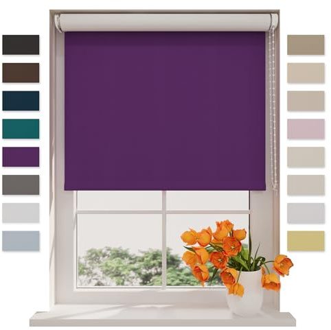 DTCH® Verdunkelungsrollo 100 x 190 cm Lila, Größen von 40 bis 240 Breite, Ohne Bohren möglich, Rollo Wandmontage, Rollo 100 cm Breit, Fenster Rollos für Innen