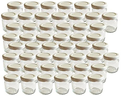Vitrea 25x Marmeladengläser kleine 50 ml Gläschen mit Schraub-Deckel Weiß - Mini Einmachgläser - Honiggläser - Probiergläser für Gastgeschenke & Hochzeit Made in Germany (25)
