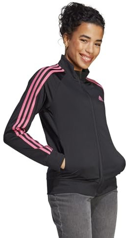 Adidas Combat Sports Veste de survêtement légère à Manches Longues 100% Polyester 3 Bandes, Noir/Magenta, S