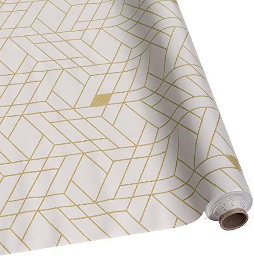 DéVa Wachstuchtischdecke grafisch beige in 1,4m Breite (Meterware) - PVC Wachstuch - Outdoor und Indoor Tischdecke