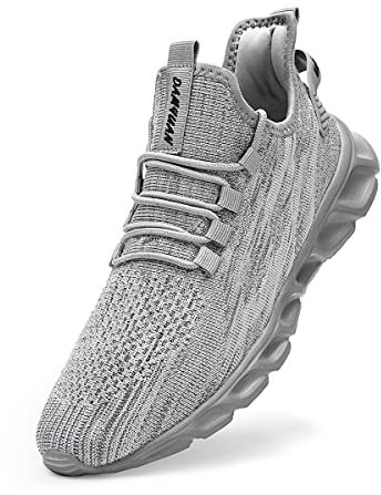 Linenghs Herren Schuhe Laufschuhe Turnschuhe Sportschuhe Sneaker Running Tennis Freizeit Straßenlaufschuhe Leichtgewichts Atmungsaktiv Walking Outdoor Fitness Jogging Grau 39 EU