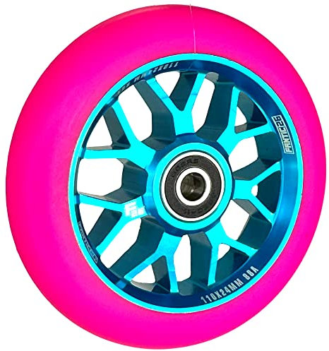 Fantic26 Spy7 Stunt Scooter Rolle I Trick I Tret I Kinder I Roller I Wheel I 110mm I ABEC 11 I Schnell I Leise I Freestyle (Türkis/Pu Pink)