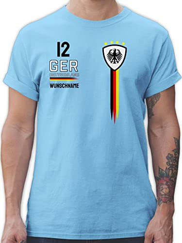 T-Shirt Herren - 2026 Fussball Fanartikel - Deutschland WM Trikot Farben - S - Hellblau - em triko fußball-Fanartikel fußball German Shirt Deutschland. Tshirt fussballtrikot fußball. Germany