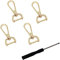 Kireida® 4er Pack Karabinerhaken mit Drehgelenk und 1 Schraubendreher, für Taschen, Handtaschen,Business-Taschenzubehör, DIY-Zubehör,Austauschbarer Schultergurt(Gold)