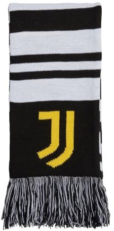 adidas Foulard de fan Real Madrid, FC Bayern, Arsenal FC, Juventus, Manchester United – Tissu tricoté doux, extrémités à franges classiques, Noir/blanc/doré (Juventus), taille unique