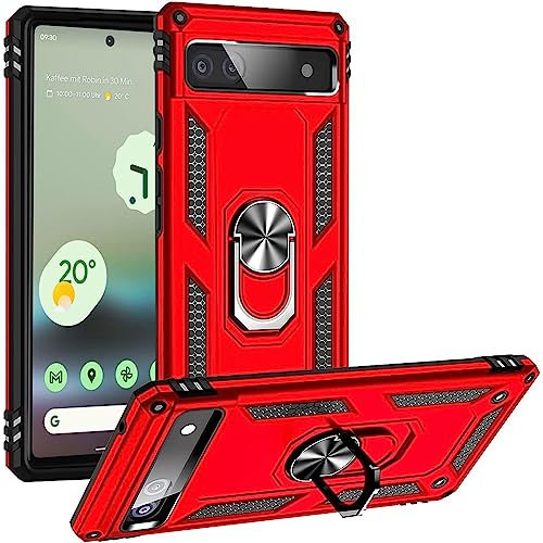 CoolGadget Outdoor Handyhülle für Google Pixel 6a Stoßfest mit Ring Rot
