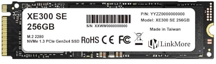 LinkMore XE300 SE 256GB M.2 2280 PCIe Gen 3X4 NVMe Internal SSD, Solid State Drive, Max Sequential Read : 2100MB/s,Max Sequential Write : 1500MB/s