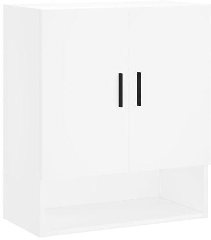 vidaXL Wandschrank, Hängeschrank mit viel Stauraum, Wandmontage Badschrank Medizinschrank, Aufbewahrungsschrank für Wohnzimmer, Weiß Holzwerkstoff