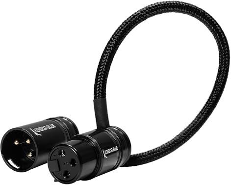 KONDOR BLUE | 8” Straight Low Profile Right Angle XLR Cable | for Cameras, Microphones, Studio Audio,Low Profile, & Adjustable Angle | Black