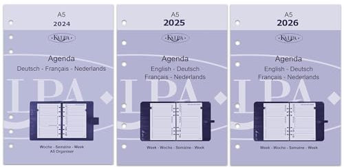 Kalpa 6 Ringbuch Agenda Nachfüllen Personal Organizer Terminplaner Einlage Kalendereinlage, 2025 2026, A5, 1 Woche auf 2 Seiten