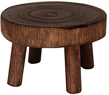 Mini Wooden Stool Display Plant Stand Decorative Wood Plant Stool Mini flower Pot Holder Potted Rack Planter Bonsai Holder for Indoor Outdoor Home Garden(Black 14cm)