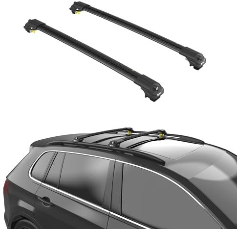 TURTLE DACHTRÄGER AIR-1, Barrenlänge 90-90 cm Aluminium Dachgepäckträger, Einstellbarer Fahrrad und Skiträger, Kompatibel mit Mercedes-Benz C-Class W204 2008-2014
