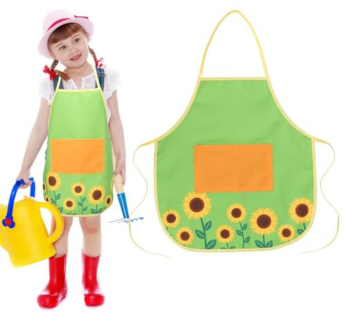 TGFIX Delantal Girasol Niños, Delantales Pintar Niños, Delantales Niños para Jardín Cocinar Hornear Manualidades Colorear Fiestas Escolares