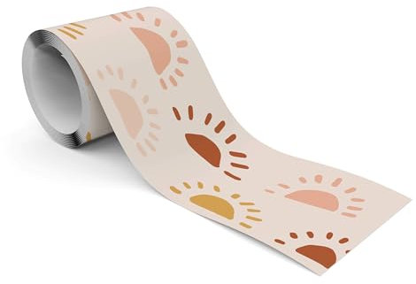 Muralo - Selbstklebende Bordüre - Tapetenbordüre Wandbördure - Dekorative Wandtatto für Wände, Möbel, Decken, Tapeten, Wandverkleidungen, Türen - Sonnen im Boho-Stil - Br.10cm x Hö.300cm
