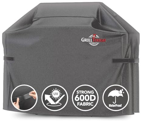 GrillTough Heavy Duty BBQ Grill Cover for Outdoor Grill, 52 Inch – Waterproof, Weather Resistant, UV & Fade Resistant with Adjustable Straps – Gas Grill Cover for Weber, Charbroil, etc. Charcoal