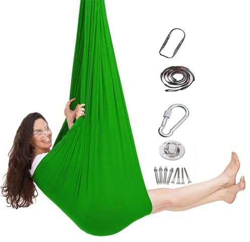 Yoga Vertikaltuch Nur für Kinder Erwachsene, Aerial Silks Yoga Swing Set Aerial Yogatuch Hammock Set, Low Stretch Fabrics for Beginners Dance, Complete Accessories