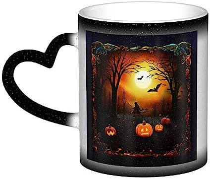 VducK Colour Changing Mug 11oz Personalised Magic Mug Tea Cup Halloween Party Ceramic Coffee Mug Heat Activated Colour Changing Mug