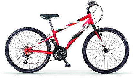 Velomarche Bazam - Mountainbike für Jungen, Red Moon 24 Zoll, 18 Gänge, Stahlrahmen, MTB, Größe 32, Rot