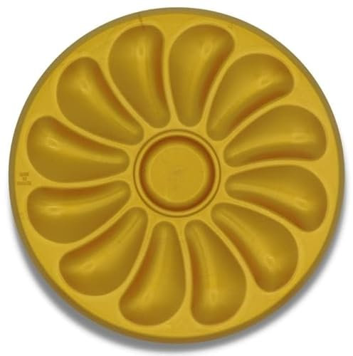 ASSIETTES A HUITRES COULEUR OR 12 COMPARTIMENTS +1 POUR LE CITRON, SAUCE. FABRICATION FRANÇAISE DIAMÈTRE 30.5 CM