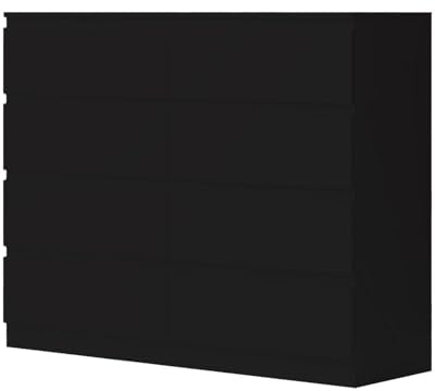 FWStyle Carlton Matt Black 8 Drawer Chest of Drawers 110x99 x40cm | Matt Black XL 8 Drawer Chest. Modern Bedroom Furniture Chest of Drawers - W110 x H99 x D40cm