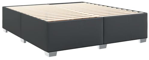 vidaXL Bettgestell, Bettrahmen mit Lattenrost, Polsterbett Bett für Schlafzimmer, Doppelbett Kunstlederbett, Schwarz 200x200cm Kunstleder