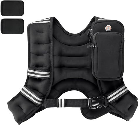 PACEARTH Weighted Vest,4lb/6lb/10lb/12lb/16lb/20lb/25lb/30lb Weight Vest with Reflective Stripe, Body Weight Vests Adjustable for Men, Women Workout, Strength Training, Running, Walking, Jogging