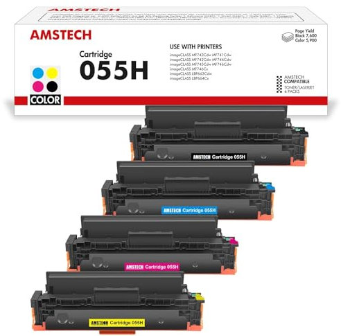 Amstech Kompatibel Toner als Ersatz für Canon 055H 055 i-SENSYS MF744Cdw MF741Cdw MF743Cdw MF745Cdw MF746Cx MF742Cdw LBP663Cdw LBP664Cx MF746Cdw MF740C LBP660C Schwarz Cyan Magenta Gelb