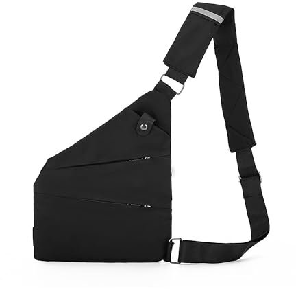 JXCTNNU Brusttasche Upgrade Diebstahlsichere Tasche Anti-Diebstahl Sling Bag Multipurpose Rucksack Diebstahlsichere UmhäNgetasche Wasserresistent Viele Taschen Herren und Damen (Schwarz)