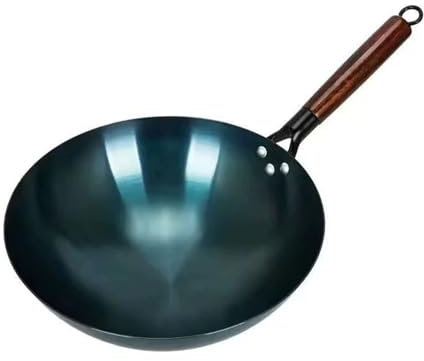 aqxreight Padella Wok Tradizionale Cinese Con Fondo Tondo, Wok Antiaderente Con Manico Singolo In Ferro Non Rivestito Per La Casa E Il Ristorante, Sapore Autentico Con Cottura Uniforme,