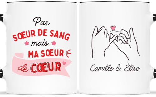𝗖𝗔𝗗𝗘𝗔𝗨 𝗣𝗟𝗨𝗦 Mug Personnalisé Prénom - Ma Sœur de Cœur - Cadeau BFF, Cadeau Personnalisé Meilleure Amie, Tasse Personnalisable Meilleure Amie, Tasse Personnalisable Amitie, Tasse Amie