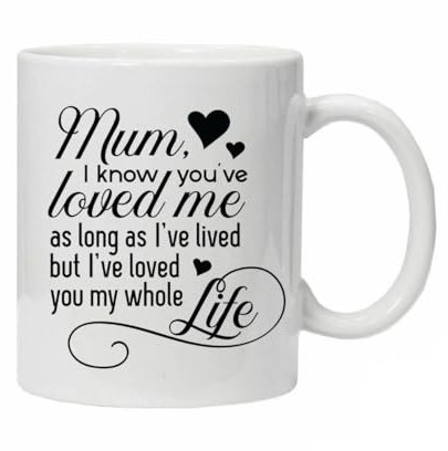 Beautiful Novelty Ceramic Mug Mum I Know You Love Me Sentimental Quote Washable & Reusable for Christmas, Birthday Or Just to Say I Love You Comes Boxed Ready for Gifting
