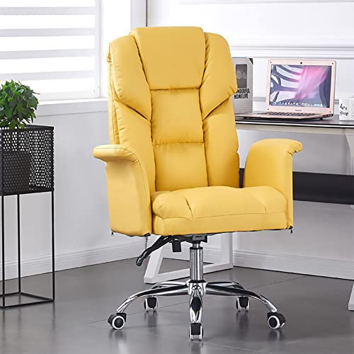 KFHJSNN Büro-Gaming-Stuhl, ergonomischer Computer-Schreibtischstuhl mit hoher Rückenlehne, Lordosenstütze, 360 Grad drehbar, Schaukelstuhl (gelb) Prosperous