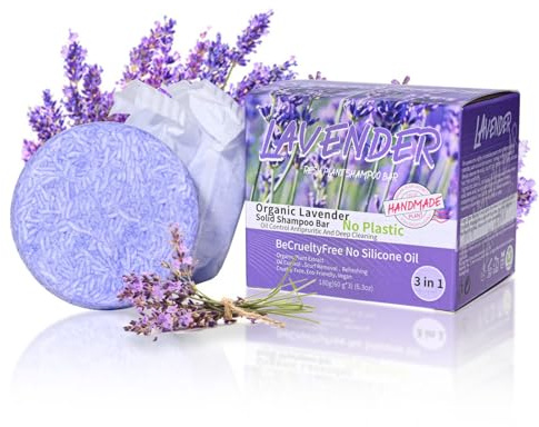 3 Pack Natural Lavender Shampoo Bar for Hair Growth, Moisturizing Hair Shampoo Soap for Damaged Frizzy Hair, Strengthening Solid Shampoo Bar for Men Women