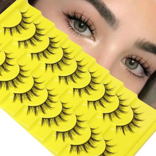 Manga Wimpern Falsche Wimpern Natürlicher Look Anime Lashes Streifen Wispy Cat Eye Wimpern Natürlicher Look 8-14MM C Curl Falsche Wimpern 9 Paare von Lvmixwig