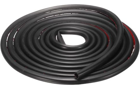 sourcing map Silicone Weather Stripping Door Seal 20ft x 12mm x 14mm Self-Adhesive D-Shape Door Seal Strip Soundproof Waterproof for Door Frame Windows Insulation Large Gap, Black