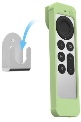 IFCASE Silicone Shockproof Case for Apple TV 4K 2021/2022 Siri Remote Compatible with AirTag, Wall Mount (Glow Green)