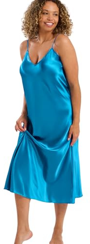 Indigo Sky Women's Samsara Long Satin Chemise | Sleep And Lounge In Sensual Style In Our Indigo Sky Samsara Long Chemise Nightdress