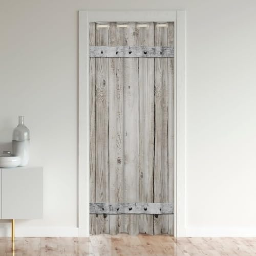 Manfei Scheune Holz Tür Privatsphäre Tür Vorhang 1 Panel, Rustikale Bauernhaus Stil Tür Vorhang für Schrank Schlafzimmer Küche Privatsphäre Dekor, H203 x B132 cm