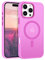 DOMAVER Cover Magnetica per iPhone 16 Pro 6,3 Pollici, Compatibile con MagSafe,Custodia Traslucida Opaca, Anti-urti, Resistente ai graffi, Anti-ImPronte, Sottile, Rosa Fucsia