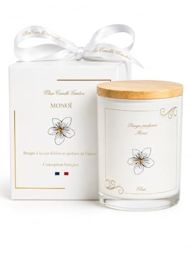 Monoï-Duftkerzen, Geschenk aus Olivenwachs, biologisch abbaubar, fettiger Duft, langanhaltend, 40 Stunden, 200 g
