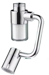 Wasserhahnverlängerung aus Metall mit 1440° drehbarer Wasseraufbereitung Filter, 2 Modi, Wasserhahndüsen, Wasserhahnbelüfter für Küche(Silver)
