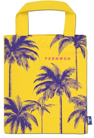 moses. Fernweh Büchertasche Palmen – Kleine Tragetasche aus 100% Baumwolle, Geschenkverpackunf zum Buch, für Bücherfans und Leseratten, ideal für unterwegs