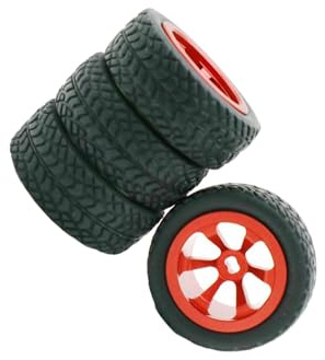 TWISAXC RC Car Reifen Ersatzset: Leistungsstarke Gummireifen mit hoher Griffigkeit und langem Zubehör, inklusive Felgen, Ersatzteilen und Zubehör für RC Car Modelle im, Rot, 30x12mm