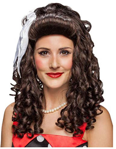 Orlob Fasching Perücke Damen Lockenperücke Dunkelbraun 50/60er Jahre