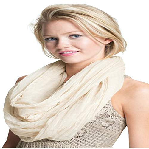 CJ Apparel Off White Nepalese Mobius Infinity Scarf Snood Cowl Circular Tube Eternity Shawl Pashmina Hand Made in Nepal