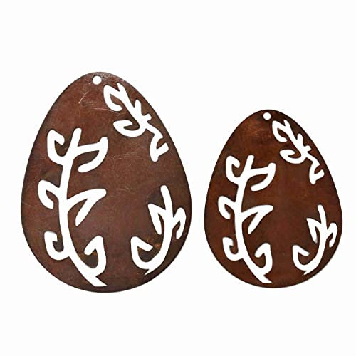 Rostikal 2er Set Ostereier 10 und 8 cm Osterdeko zum aufhängen Osterdekoration Ostern Deko